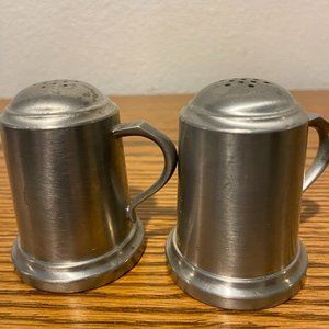 Vintage Web Pewter Salt and Pepper Shaker Set Tankard Farmhouse Country Brand